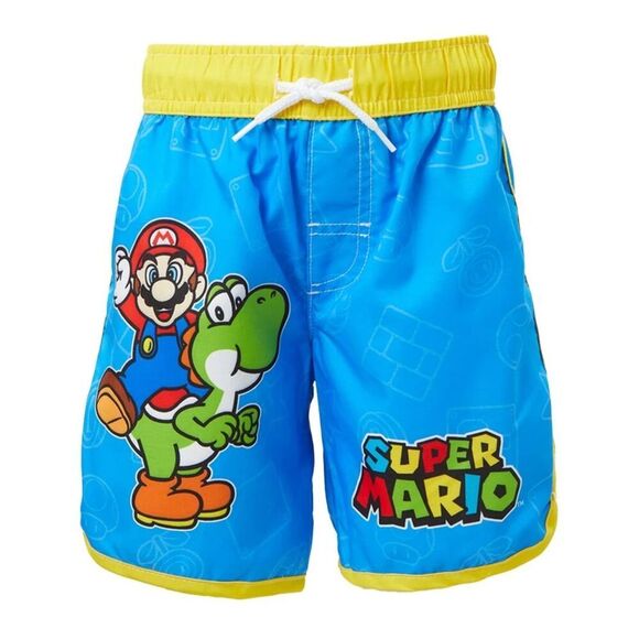 Super Mario Toddler 3T Rashguard 2-piece Swim Tee + Swim Shorts Blue Yellow NWT - Picture 2 of 4